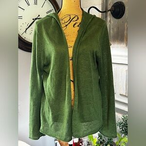 Eileen Fisher Forest Green Women's Linen Cardigan. XL